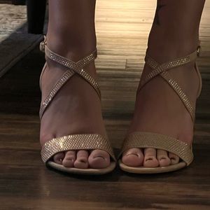 Nude sparkly heels